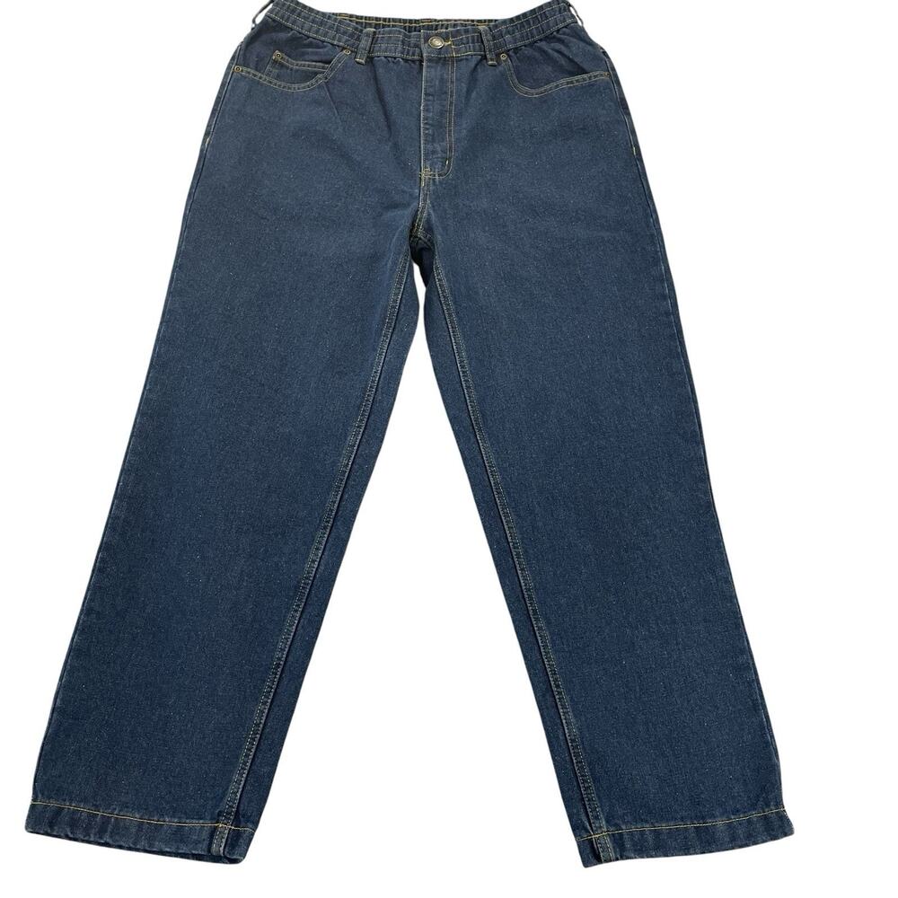 Vintage Haband Casual Joe Jeans Mens Fit 32x26 (34 Tag) Blue Denim Elastic Waist